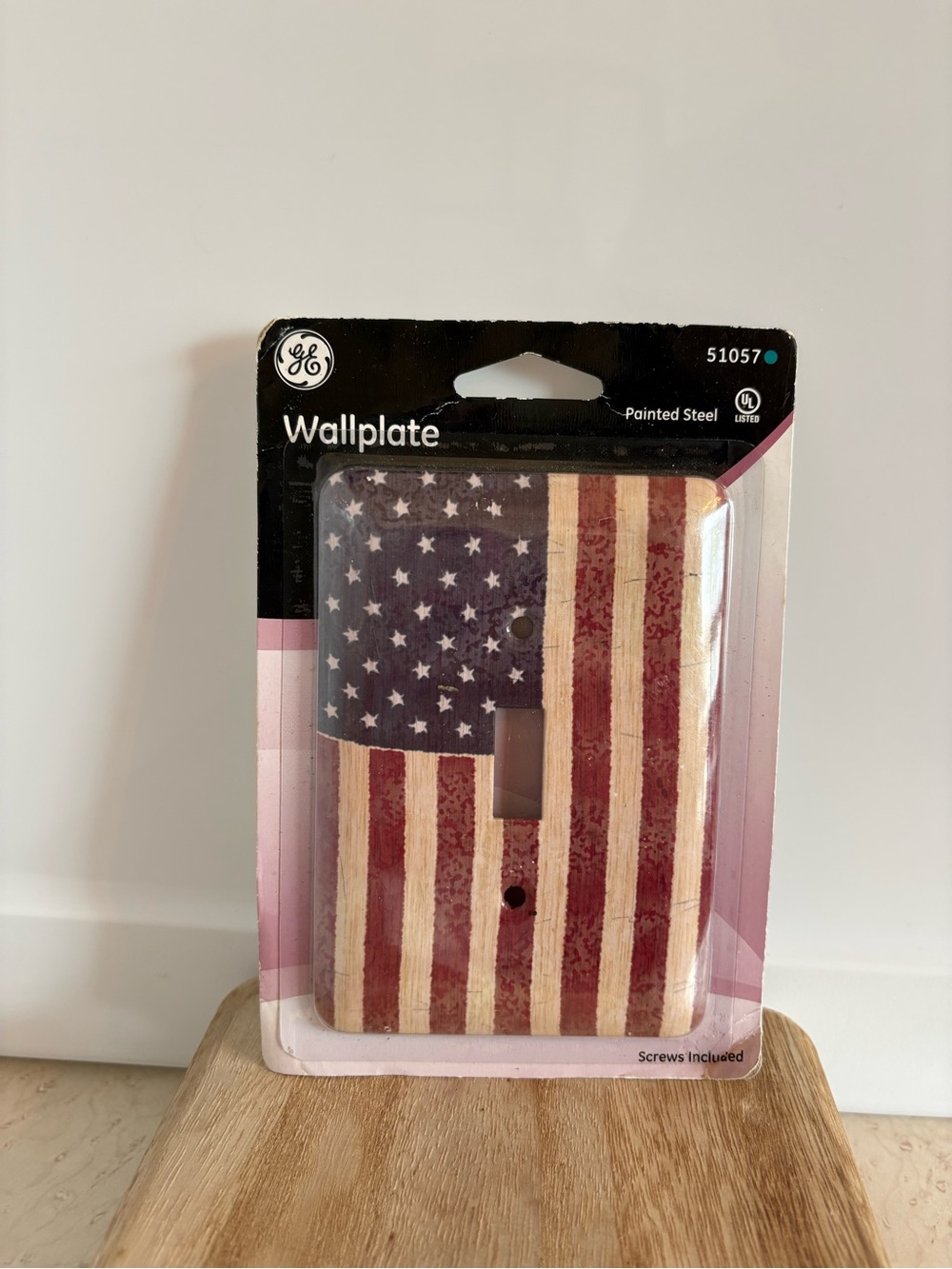 GE American Flag Painted Steel Wallplate - Red, White, Blue